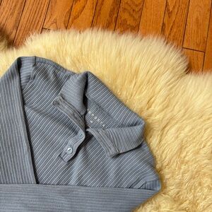 Aeropostale Baby Blue Ribbed Long Sleeve Polo Top